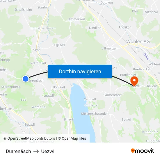 Dürrenäsch to Uezwil map