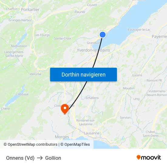 Onnens (Vd) to Gollion map