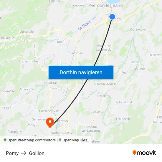 Pomy to Gollion map