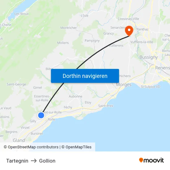 Tartegnin to Gollion map