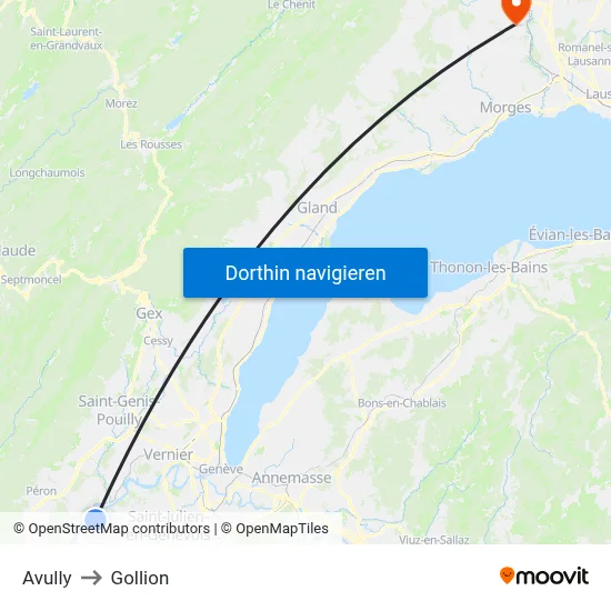 Avully to Gollion map