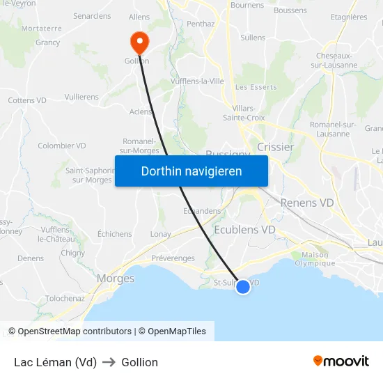 Lac Léman (Vd) to Gollion map