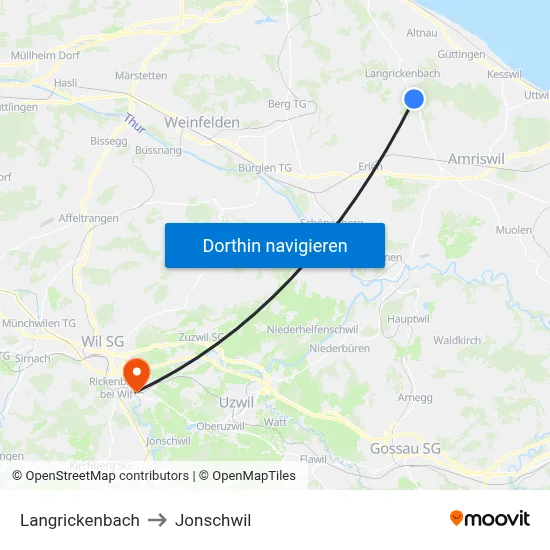 Langrickenbach to Jonschwil map