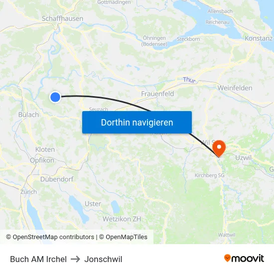 Buch AM Irchel to Jonschwil map