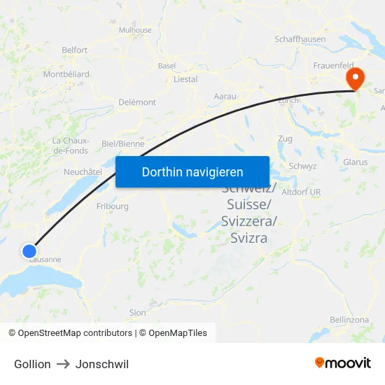 Gollion to Jonschwil map