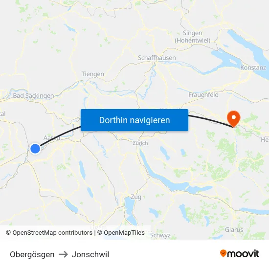 Obergösgen to Jonschwil map