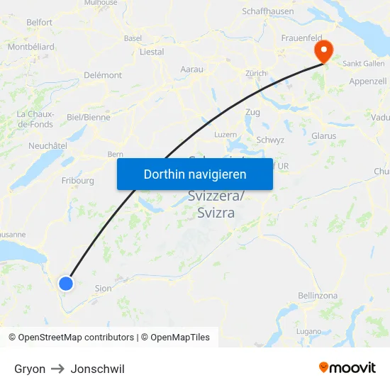 Gryon to Jonschwil map