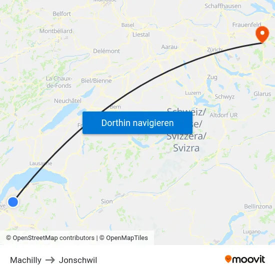 Machilly to Jonschwil map