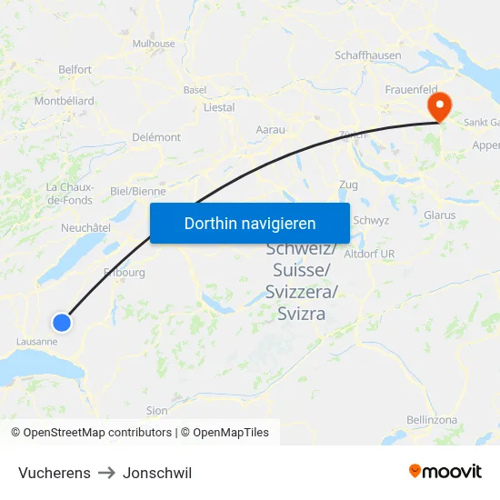 Vucherens to Jonschwil map