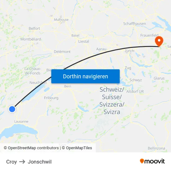 Croy to Jonschwil map
