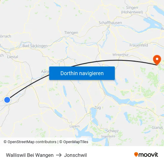 Walliswil Bei Wangen to Jonschwil map