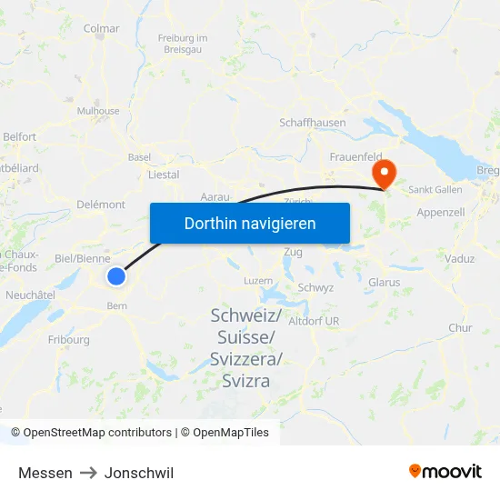 Messen to Jonschwil map