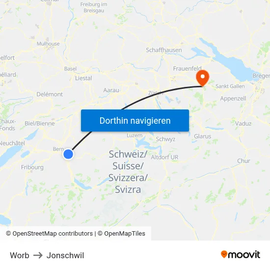 Worb to Jonschwil map
