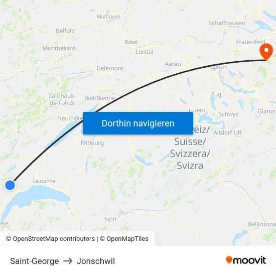 Saint-George to Jonschwil map