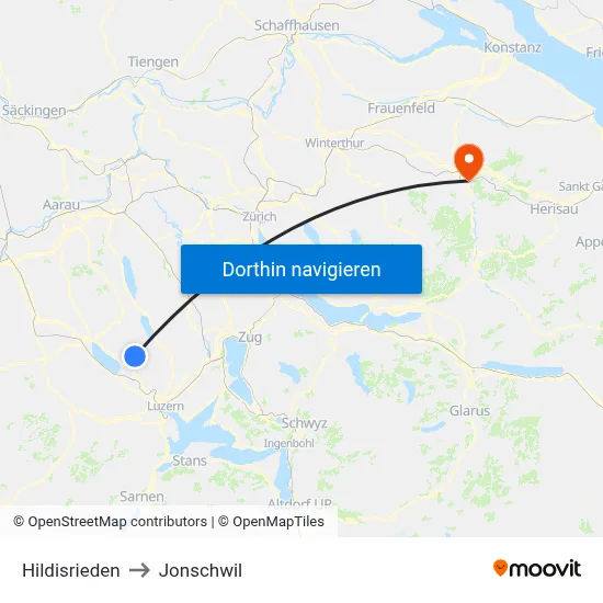 Hildisrieden to Jonschwil map