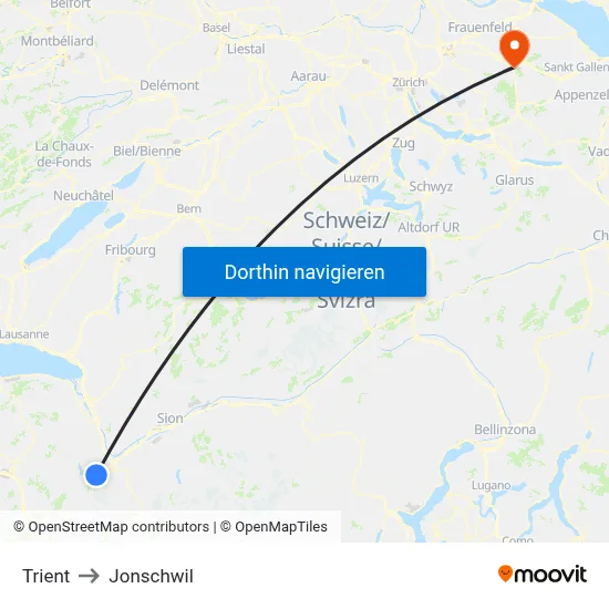 Trient to Jonschwil map