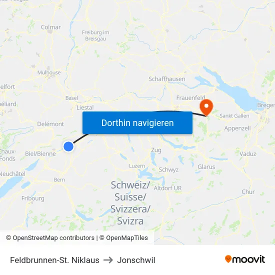 Feldbrunnen-St. Niklaus to Jonschwil map