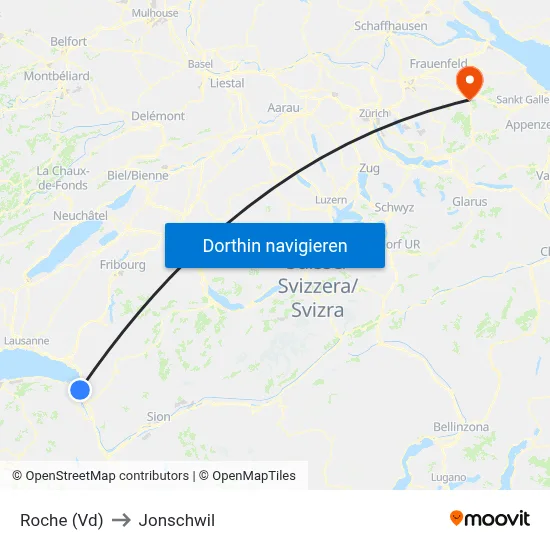 Roche (Vd) to Jonschwil map