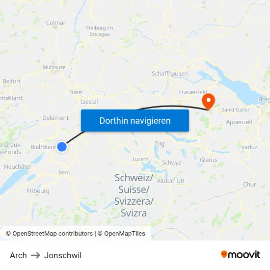 Arch to Jonschwil map