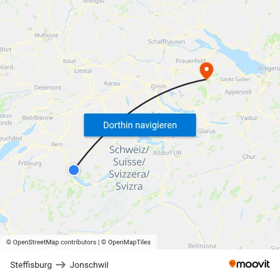 Steffisburg to Jonschwil map