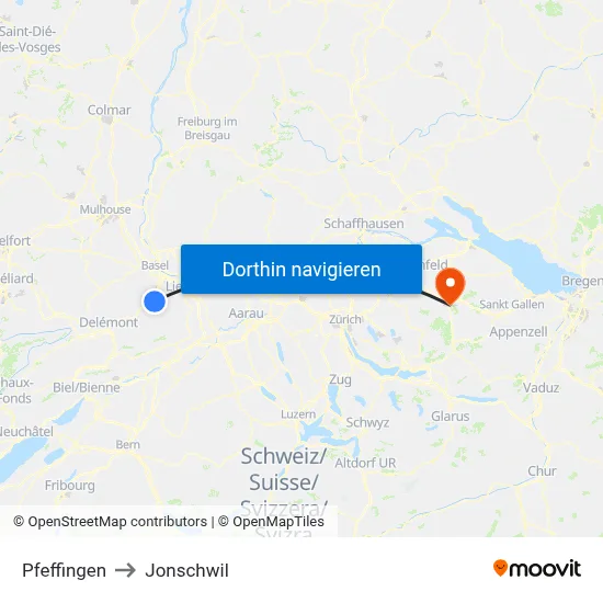 Pfeffingen to Jonschwil map