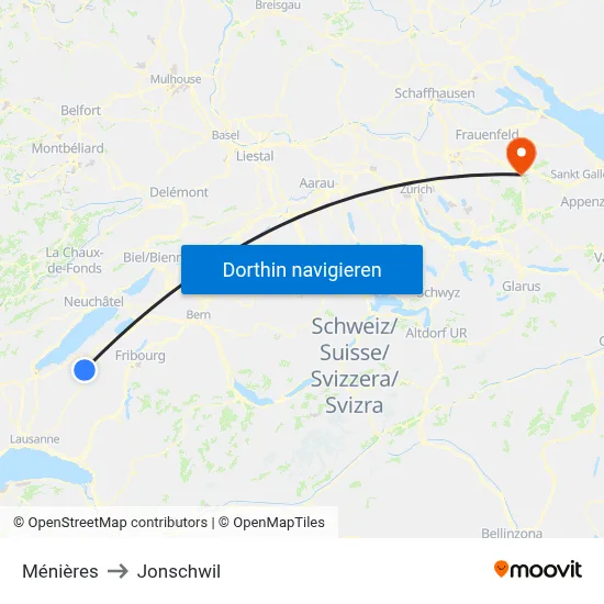 Ménières to Jonschwil map