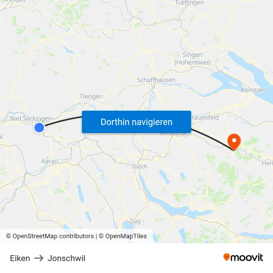 Eiken to Jonschwil map