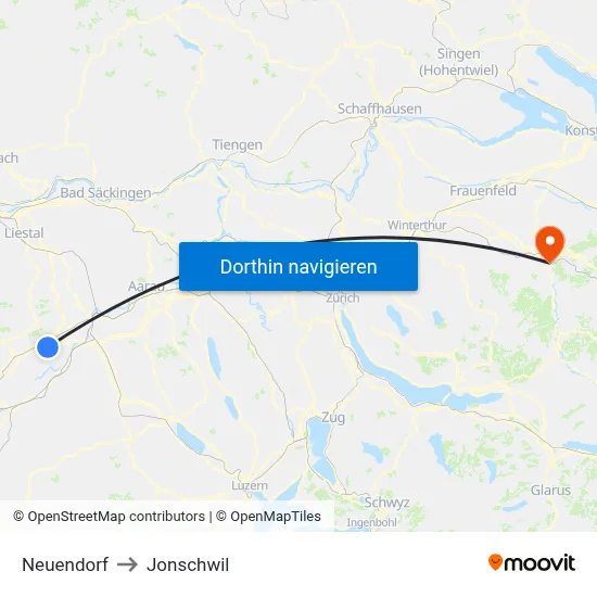 Neuendorf to Jonschwil map
