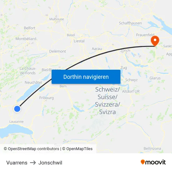 Vuarrens to Jonschwil map