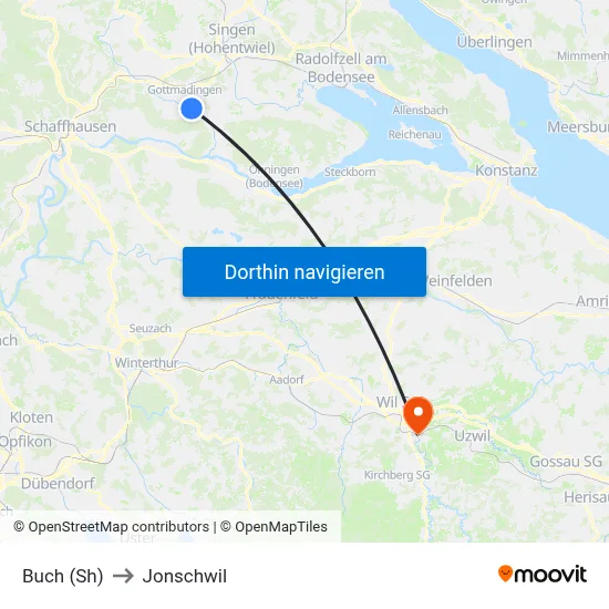 Buch (Sh) to Jonschwil map