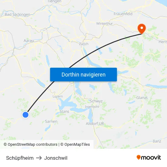 Schüpfheim to Jonschwil map