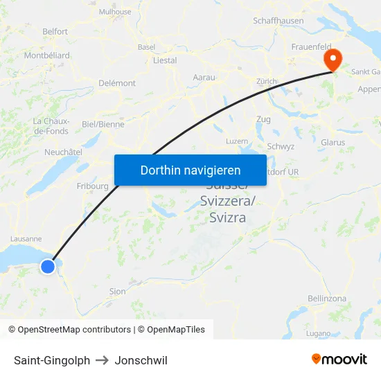 Saint-Gingolph to Jonschwil map