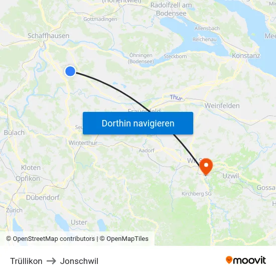 Trüllikon to Jonschwil map