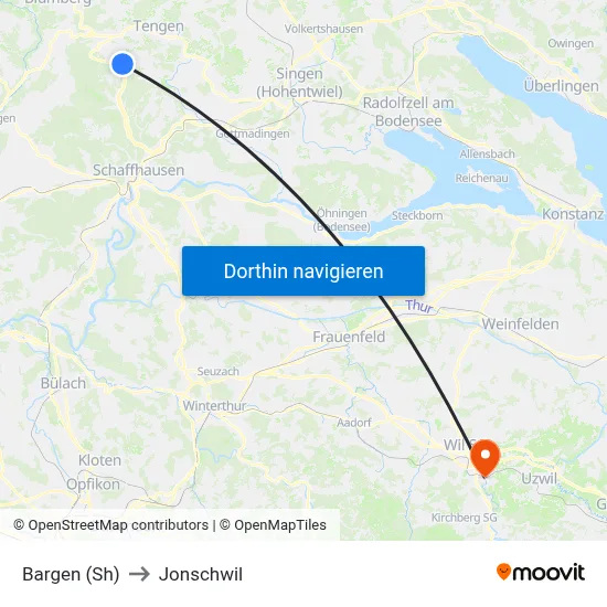 Bargen (Sh) to Jonschwil map