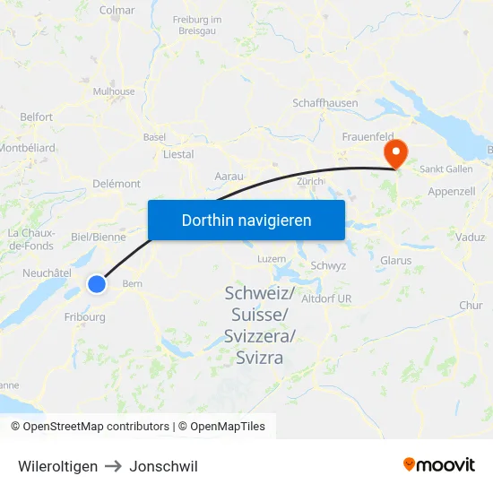 Wileroltigen to Jonschwil map
