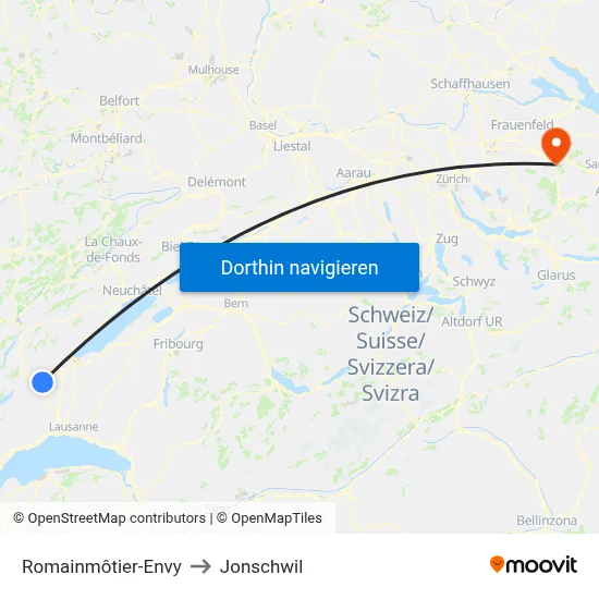 Romainmôtier-Envy to Jonschwil map