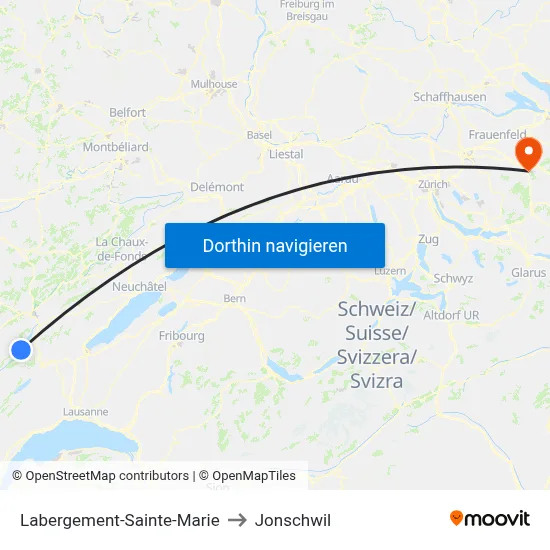 Labergement-Sainte-Marie to Jonschwil map