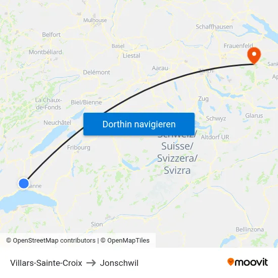 Villars-Sainte-Croix to Jonschwil map