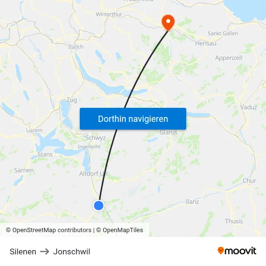 Silenen to Jonschwil map