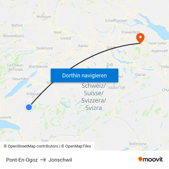 Pont-En-Ogoz to Jonschwil map
