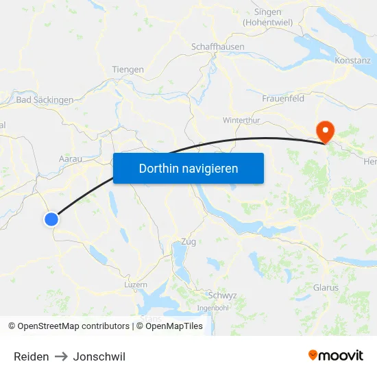 Reiden to Jonschwil map