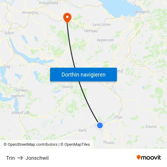 Trin to Jonschwil map