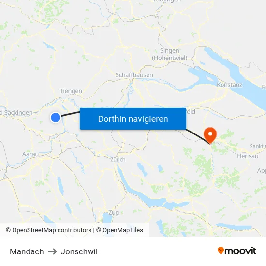 Mandach to Jonschwil map