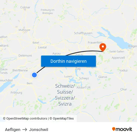 Aefligen to Jonschwil map