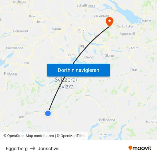 Eggerberg to Jonschwil map