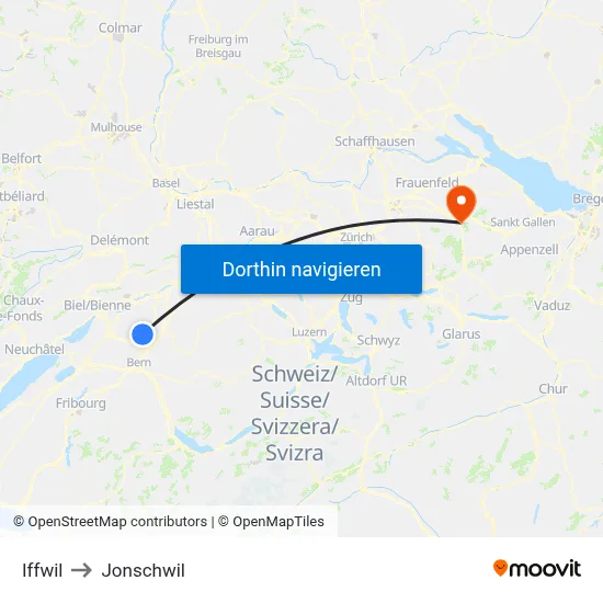 Iffwil to Jonschwil map