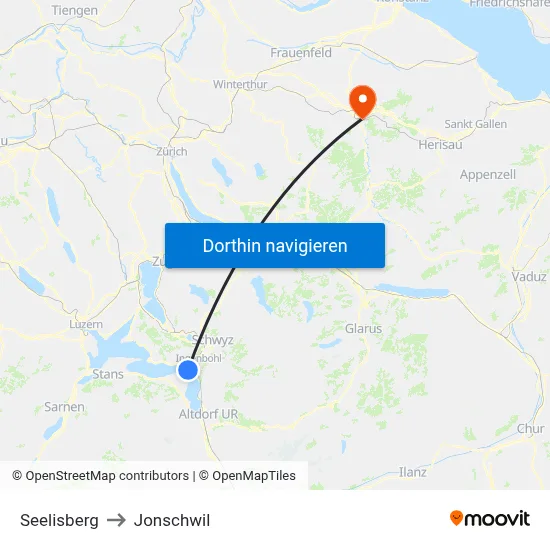 Seelisberg to Jonschwil map