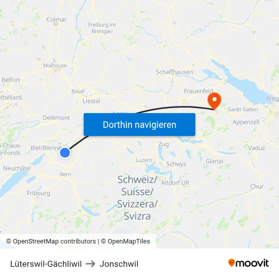 Lüterswil-Gächliwil to Jonschwil map