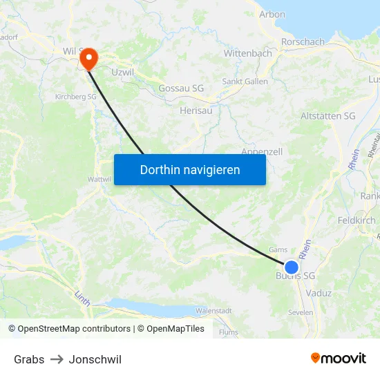 Grabs to Jonschwil map