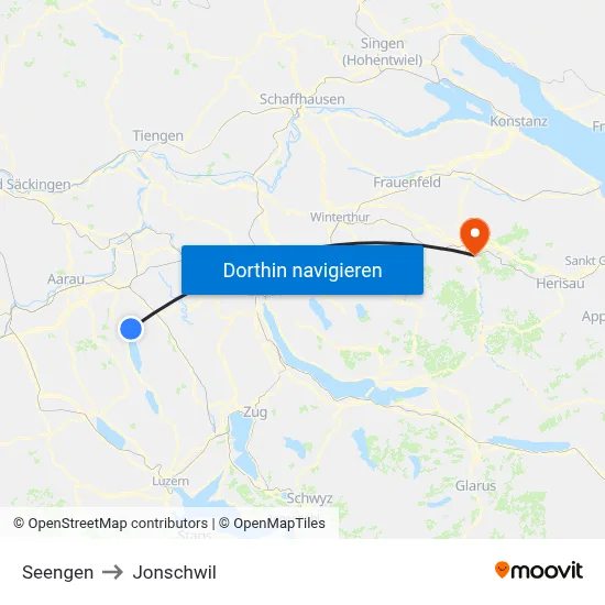 Seengen to Jonschwil map